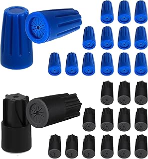 30PCS Waterproof Wire Electrical Connectors 22AWG-12AWG, Outdoor Seal Electrical Twist Nuts Caps Cable Terminal Connector for Landscape Light, Irrigation Valves, Wet Location Installation, Black&Blue