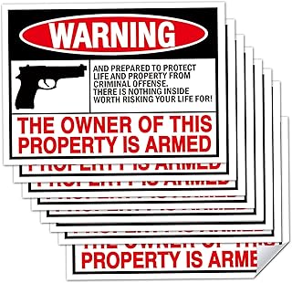 8 Pack Second 2nd Amendment Handgun Pistol Gun Owners Warning Security Sticker Decal,Gun Owner Signs for Home,4 x 3 inch Self Adhesive Vinyl,UV resistant, waterproof.
