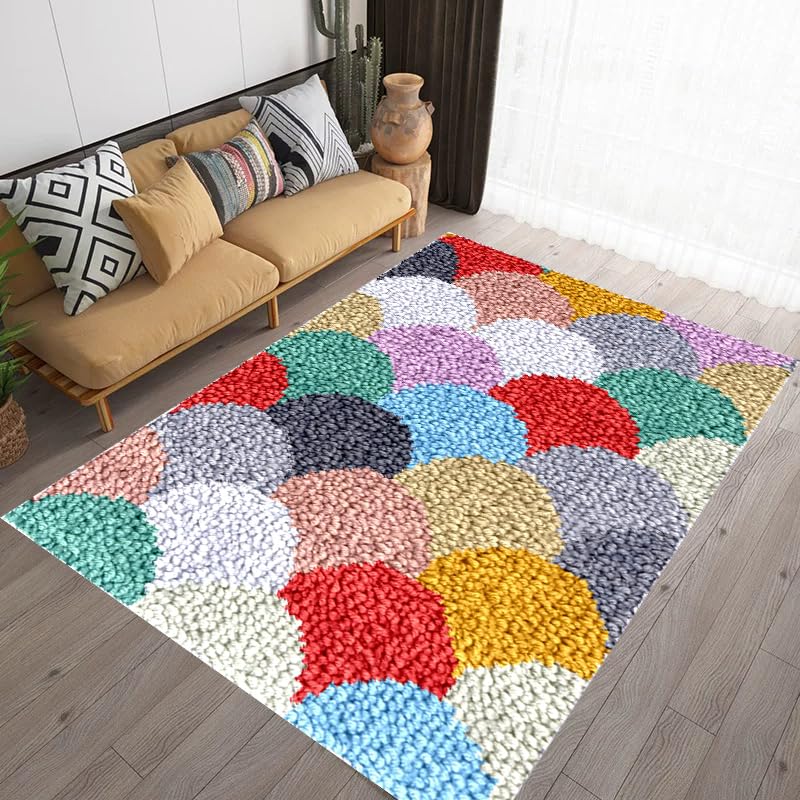 DIY Latch Hook Kits Hand Craft Embroidery DIY Tapestry Carpet Rug Making for Adults, Canvas Yarn Latch Hook Kit DIY Crochet Rug Making Kit for Beginners, Unfinished Crocheting Tapestry 130 x 150 cm