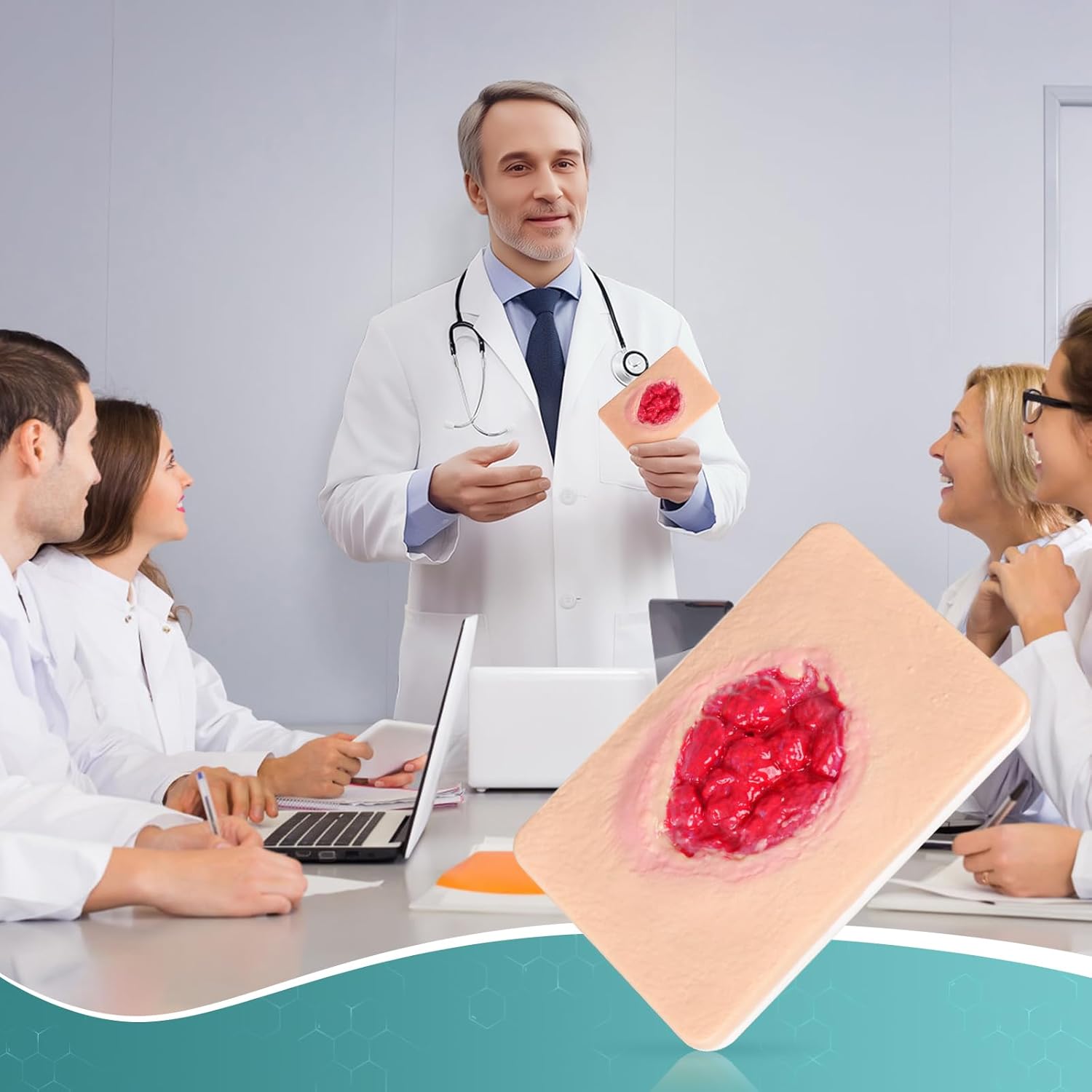 Wound Packing Trainer, Overgrown Granulation Wound Simulation Models for Medical Education, Wound Care Demonstrations Tool