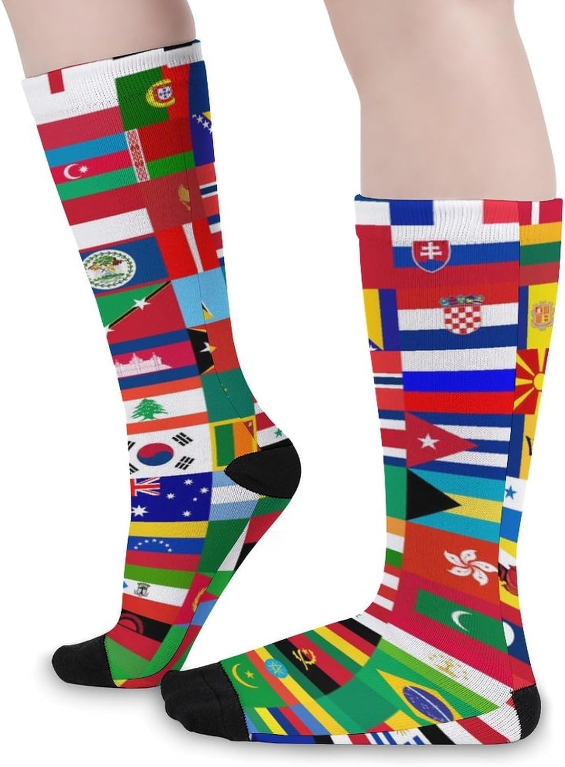 World Country Flag Knee High Socks Athletic Long Stockings Sport Casual Crew Tube Sock Boot 40cm