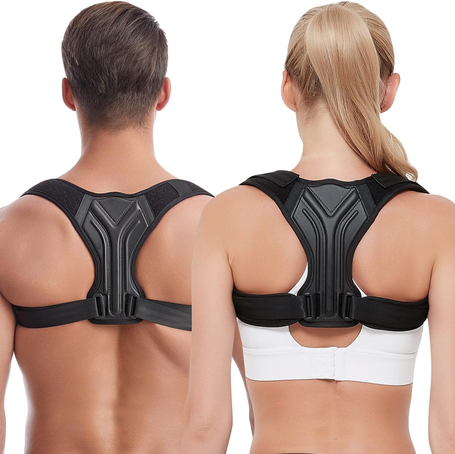 MAKINGTEC Adjustable Posture Corrector Spine Straightener, Back Correction Strap for Neck and Shoulder Pain Relief, Develop Good Seated and Standing Habits, Unisex, Large, Black