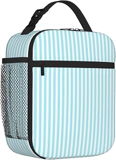 Light Blue Stripe Insulated Lunch Bag Kids, Lunch Box for Girls Boys Women Men, Lunchbox for Work/School