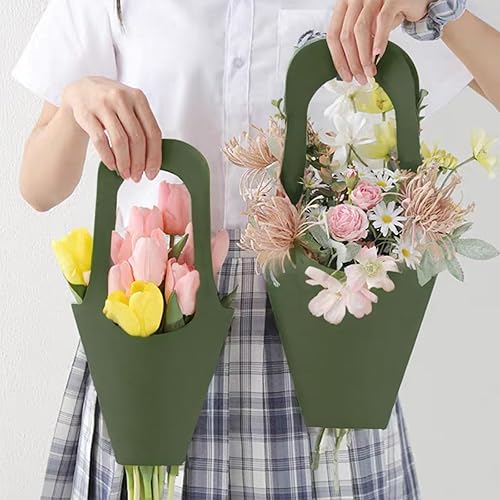 Miniatura 9 de Paquete de 50 bolsas de regalo de flores de papel kraft para colgar ramo de flores, bolsas de papel de flores marrones para decoración del hogar