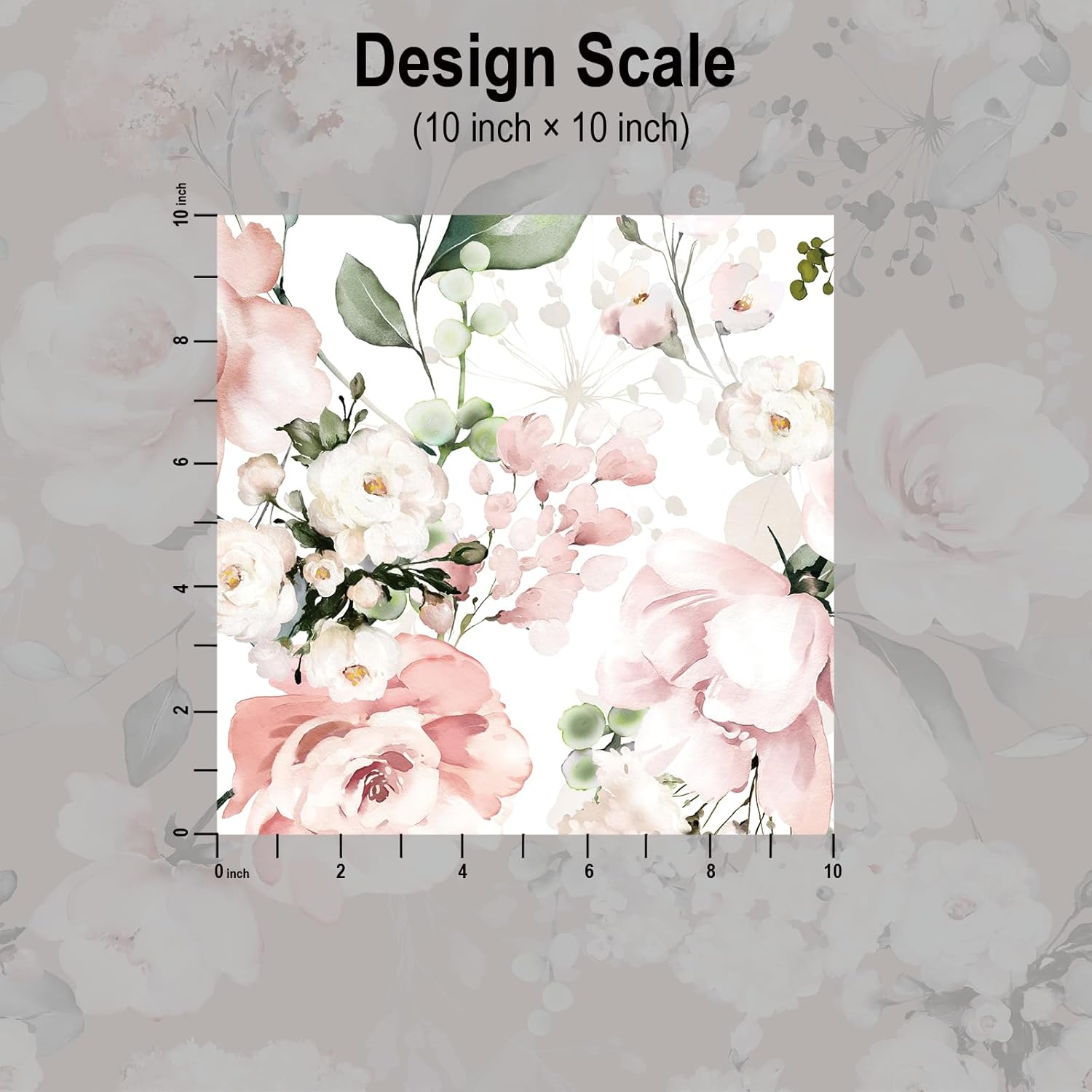 Blooming Wall DPYA25 Removable Watercolor Pink Roses on White Background Textured Peel and Stick Wallpaper Self-Adhesive Prepasted Wallpaper Wall Mural