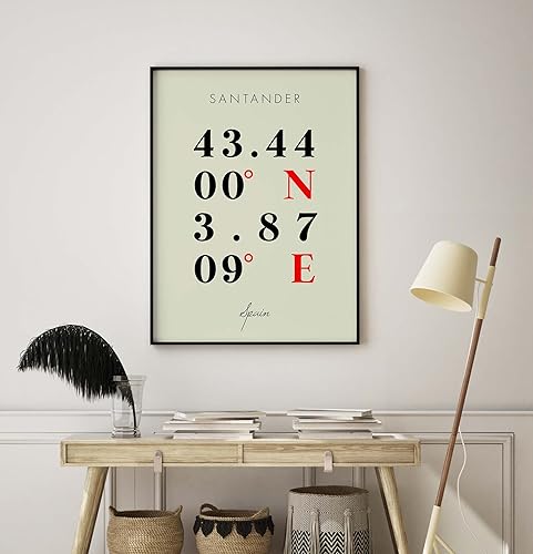 Miniatura 8 de Mapa de Santander, España, Coordenadas Multilíneas de Colores (16x20)