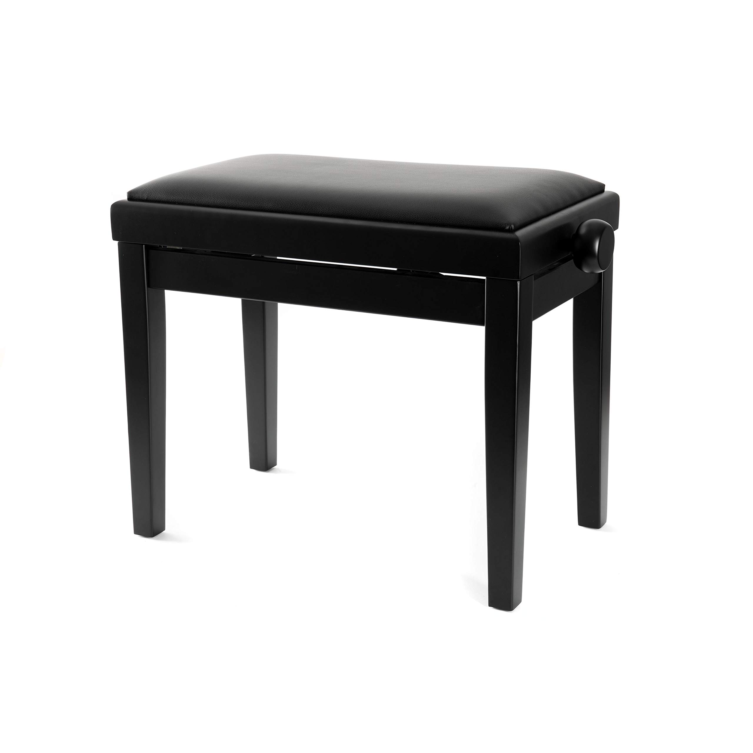 Fame PB-40C PE Klavierbank, Hochglanz Schwarz, Höhenverstellbar 48-56cm, Echtleder Bezug, Polierte Oberfläche, Sitzfläche 53x31cm, 9kg Gewicht