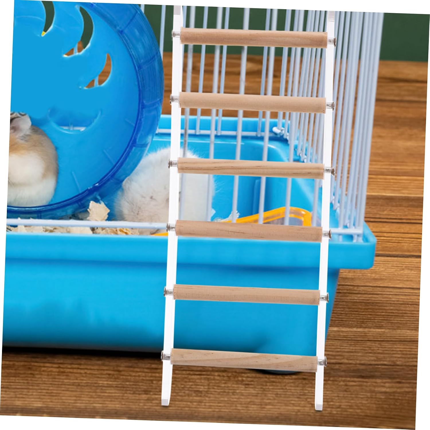 UKCOCO Parrot Ladder Toy for Small Birds Climbing Step Ladder Hooks for Cage Sturdy Bird Perch and Exercise Toy for Parakeets Cockatiels Lovebirds