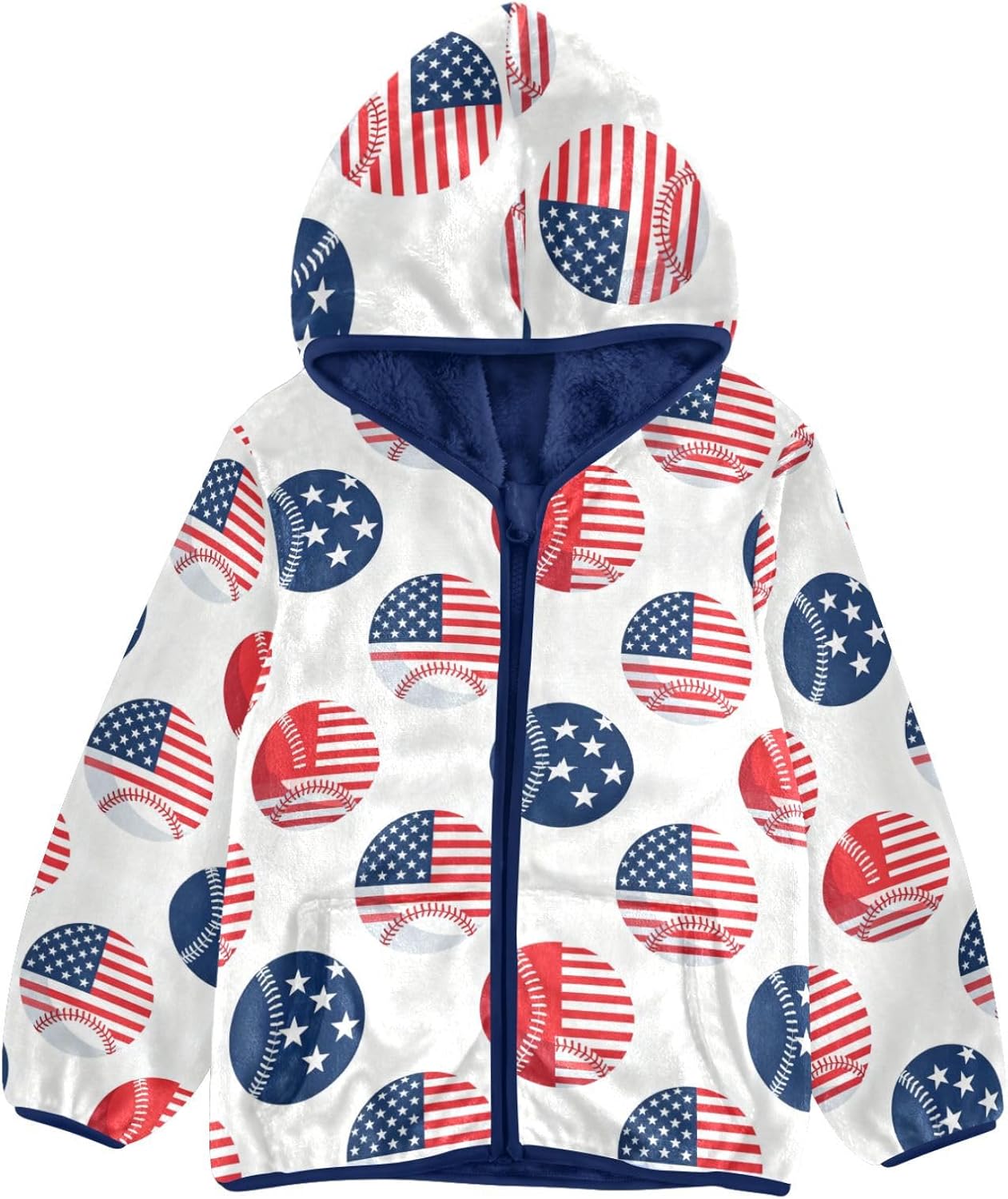 American Flag Themed Baseball Pattern Toddler Spring Jackets Children Winter Coat Navy Blue Trendy Baby Boys Clothes