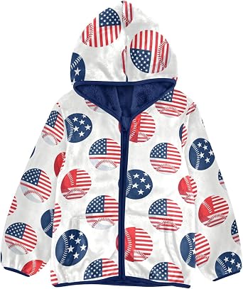 American Flag Themed Baseball Pattern Toddler Spring Jackets Children Winter Coat Navy Blue Trendy Baby Boys Clothes