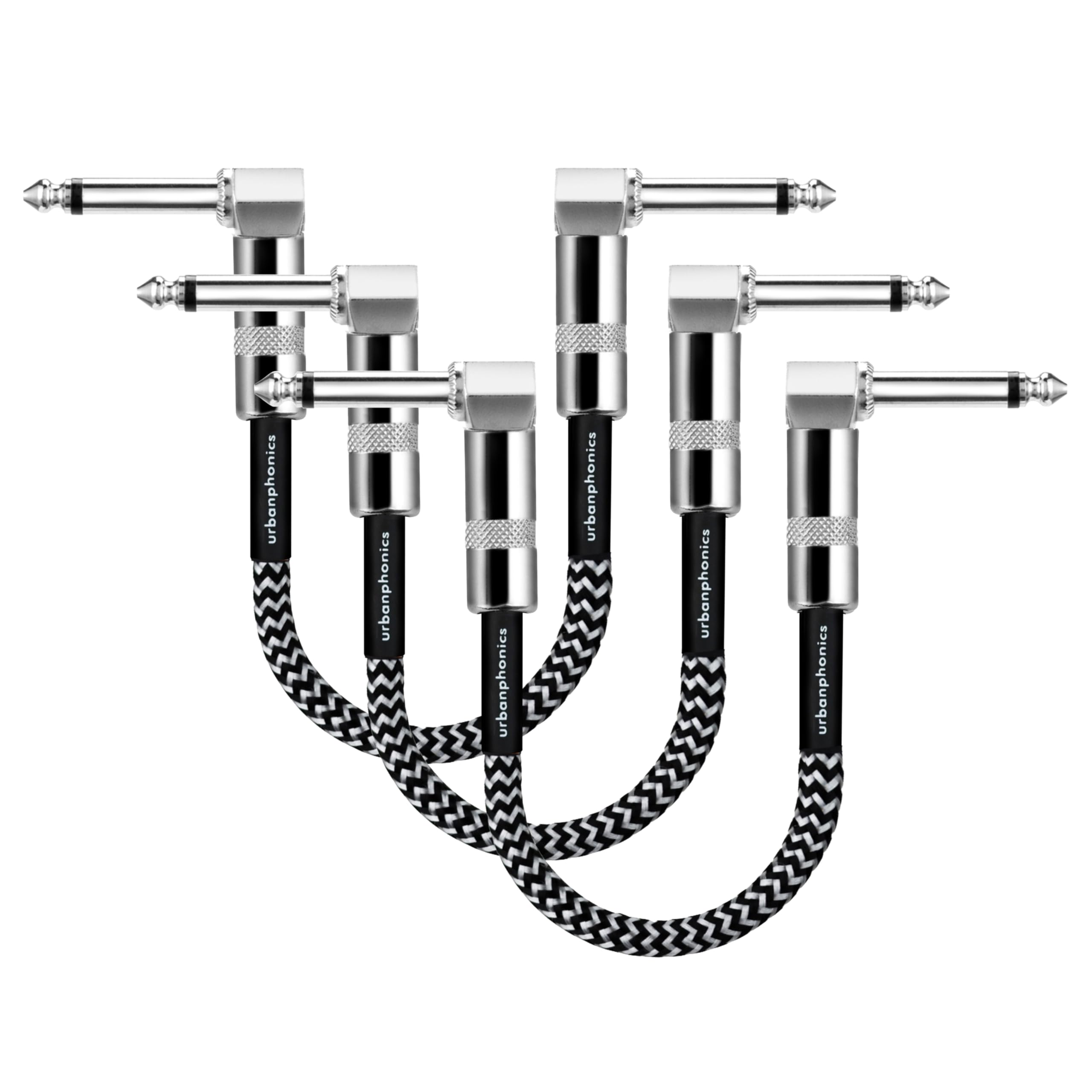 Urbanphonics Guitar Patch Cable 3 Pack Black & White