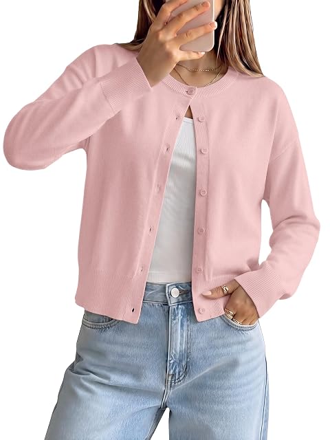 Bellcoco. Bellcoco Womens Cropped Cardigan Sweaters Wool Blend Clothes 2026 Pink XL