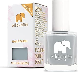 ella+mila Quick Dry Nail Polish – Long Lasting, Chip Resistant, Grey Skies Shade from Mommy Collection (0.45 fl oz)