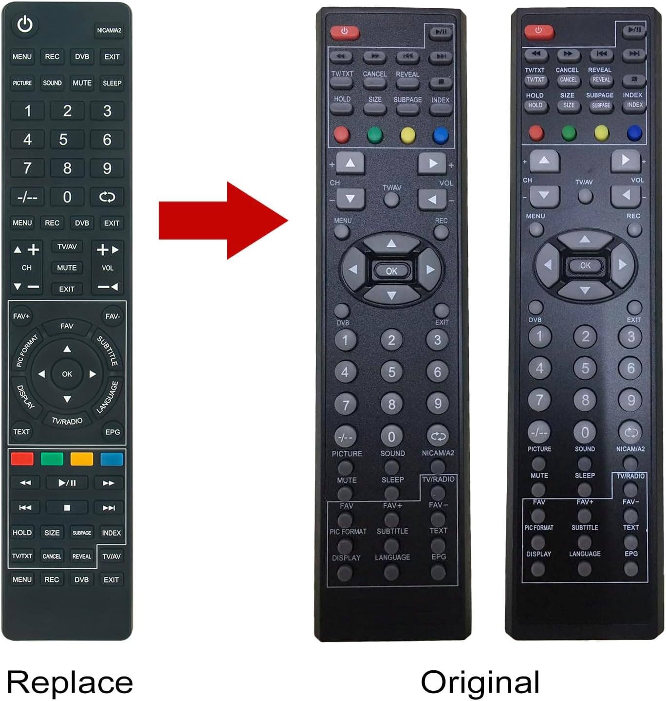 Comparison of VINABTY Replacement Remote with Original Remote