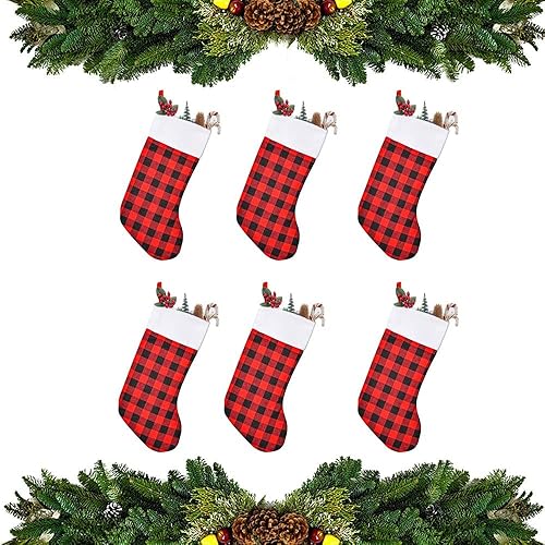 Yahpetes Medias de Navidad, 6 unidades, medias de Navidad a cuadros, medias colgantes personalizadas para decoraciĂłn de fiestas de Navidad (17.3 x Yahpetes Medias de Navidad, 6 unidades, medias de Navidad a cuadros, medias colgantes personalizadas para decoraciĂłn de fiestas de Navidad (17.3 x