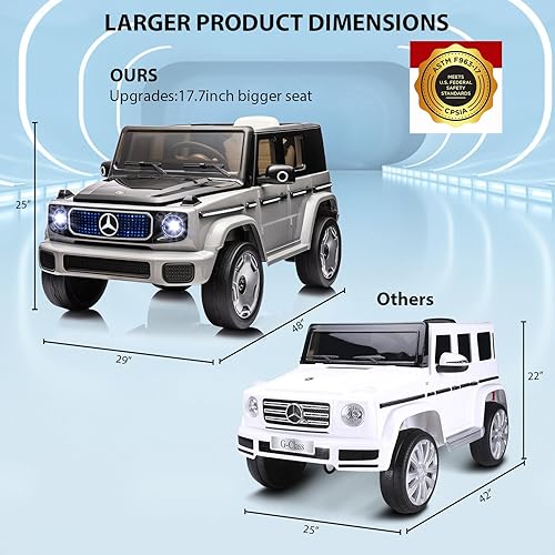 Miniatura 6 de Hetoy Auto eléctrico Mercedes-Benz EQG de 12 V, funciona con licencia con control remoto para padres, luces LED para automóvil, suspensión de