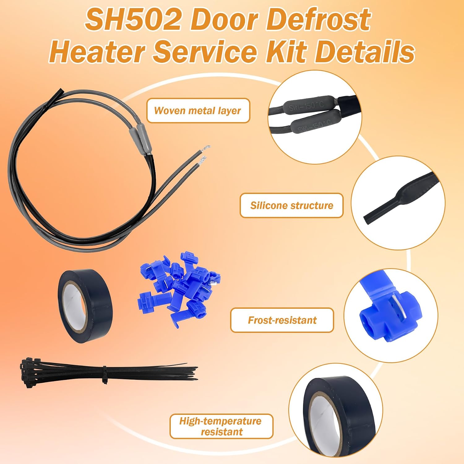 SH502 Drain Heater Fit for Samsung Supco Refrigerator Secondary Heater Kit | Refrigerator Evaporator Defrost De-Ice, - 7/16'' Heater Tip 32'' Long 120V 15W
