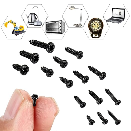 750 tornillos mini negra para electrónica M1-M1.7 miniatura 7