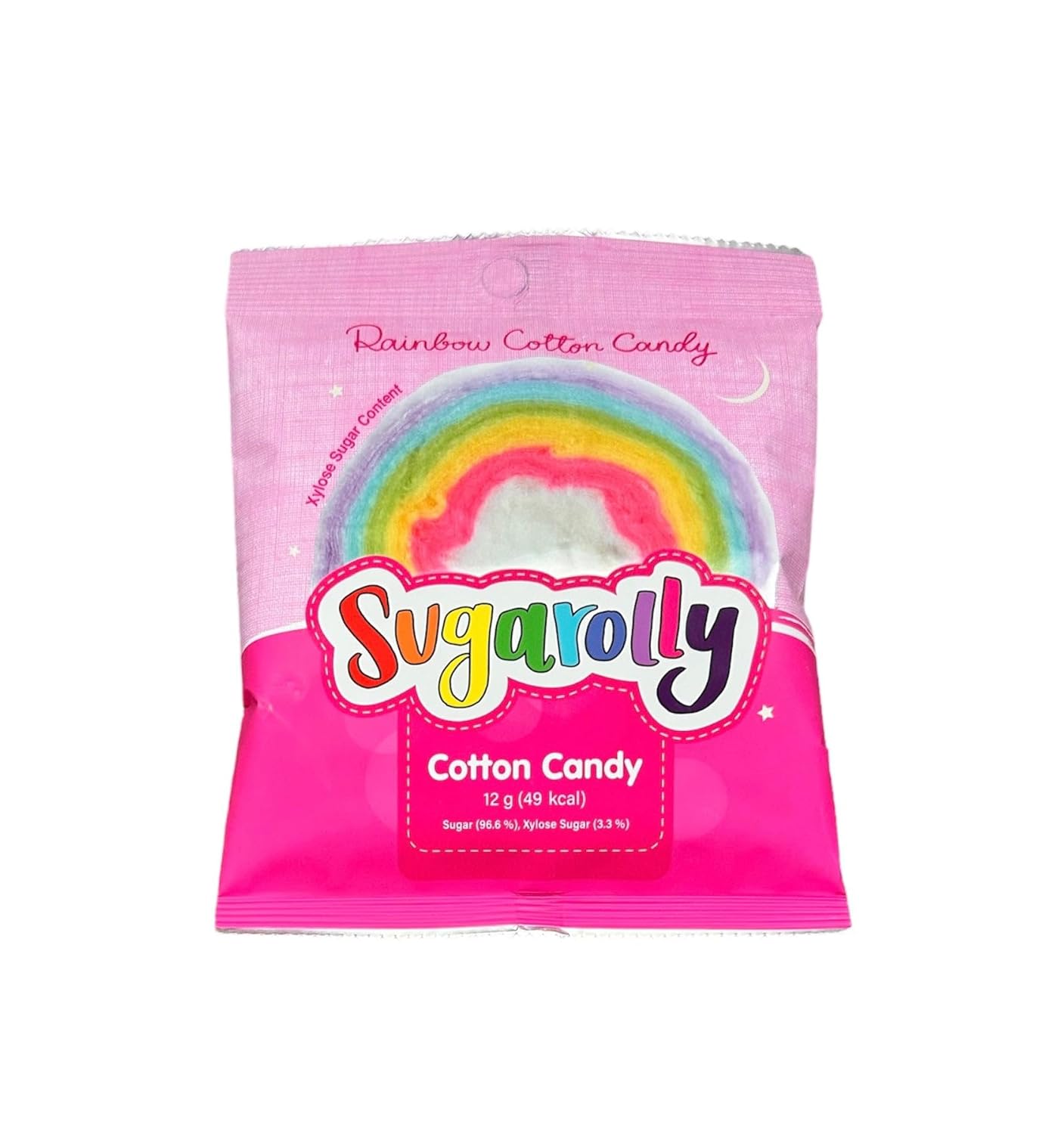 Sugarolly Rainbow Cotton Candy, Individually Wrapped 5 flavors in one pack, Korean Cotton Candy, Party Flavors Supplies Birthdays, goodie bags for Kids, Sweet treat for all ages, 12g bag (10-pack)