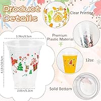 Vista 6 de GuassLee Vasos desechables de Navidad, paquete de 50 vasos de plástico transparente de 12 onzas con 5 estilos de patrones para niños y adultos
