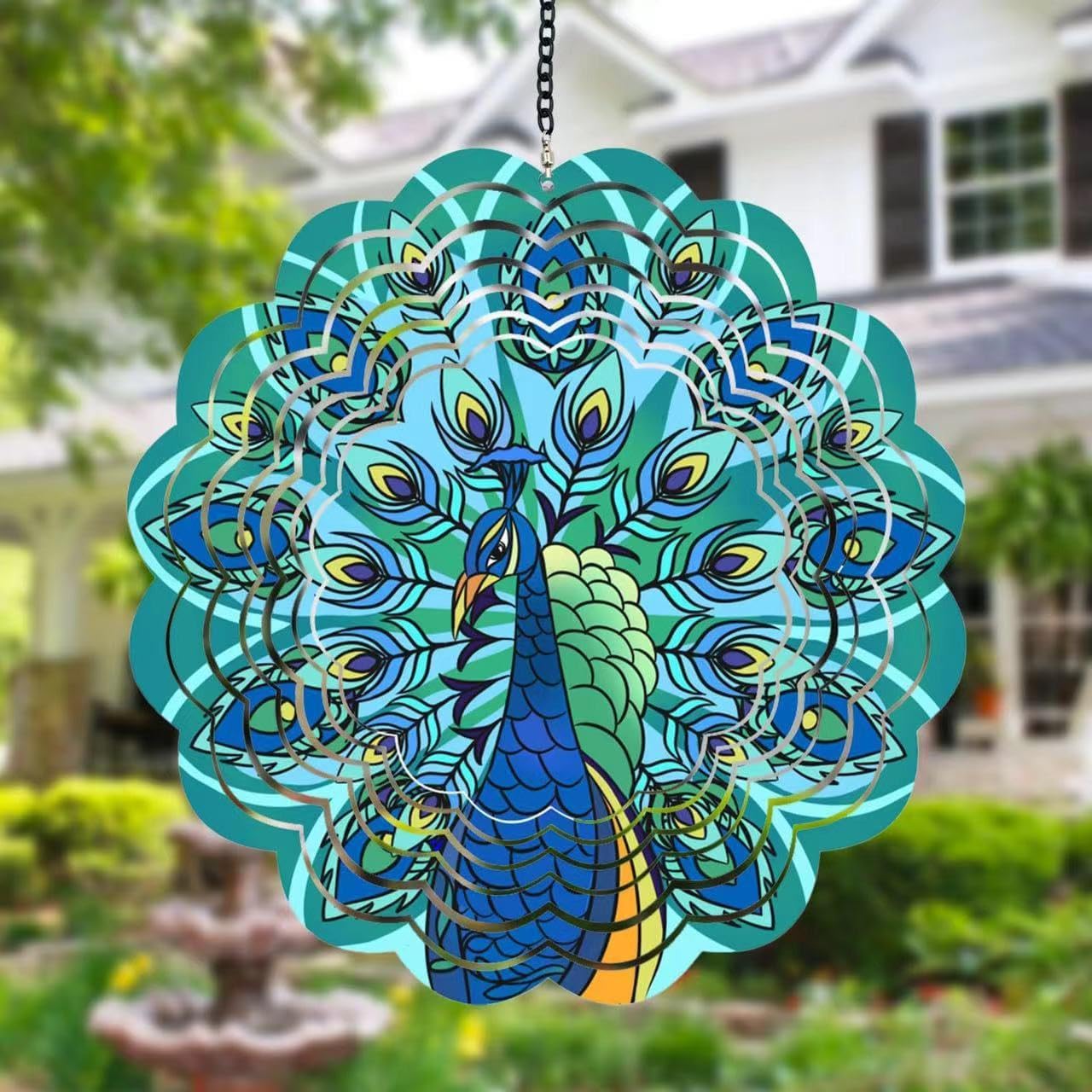 Unique Mandala Patterned Wind Chime, Weatherproof Metal Chimes for Deep Sound in Garden, Patio, Or Outdoor Setting(J)