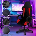 Stretchable Gaming Chair Covers Slipcovers,Universal Washable Rotating Gamer Chair Armchair Protect Cover,Non-Slip Anti-cat Scratch,Easy to Install(Black-red,Style 1)