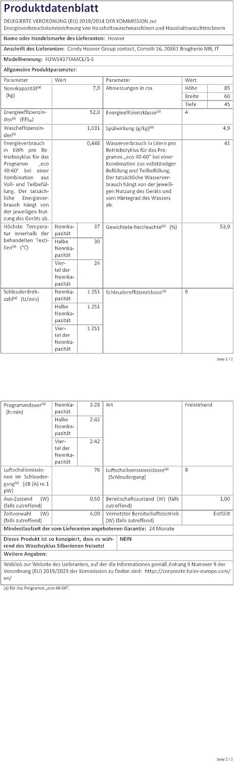 Hoover H-Wash 300 Plus H3WS437TAMCE/1-S Lavatrice 7 Kg a Carica Frontale, Libera Installazione, Motore Inverter, Cicli Care, Tecnologia NFC, Contenuti Extra, 1300 Giri, Bianca, Classe A Hoover H-Wash 300 Plus H3WS437TAMCE/1-S Lavatrice 7 Kg a Carica Frontale, Libera Installazione, Motore Inverter, Cicli Care, Tecnologia NFC, Contenuti Extra, 1300 Giri, Bianca, Classe A