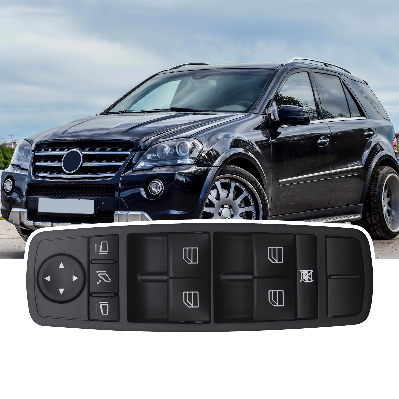KAOLALI Interruttore alzacristalli per finestrino per Mercedes Benz W164, GL320, GL350, GL450, ML320, ML350, ML450, ML500, R320, R350 - Pulsante Nero Manopola - OEM