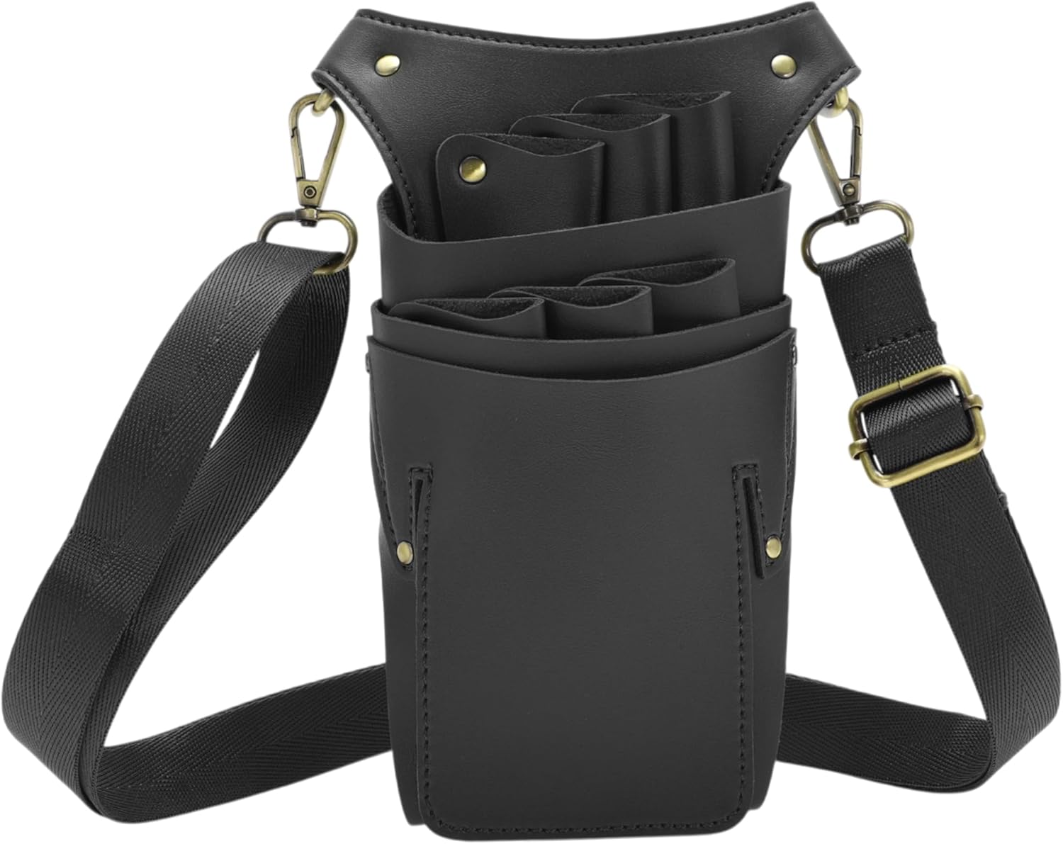 VOCOSTE Professional Barber Waist Bag for Scissors, Durable & Adjustable Salons Tool Pouch with Multi-Pockets, Hygienic Design for Hair Stylists, Brown