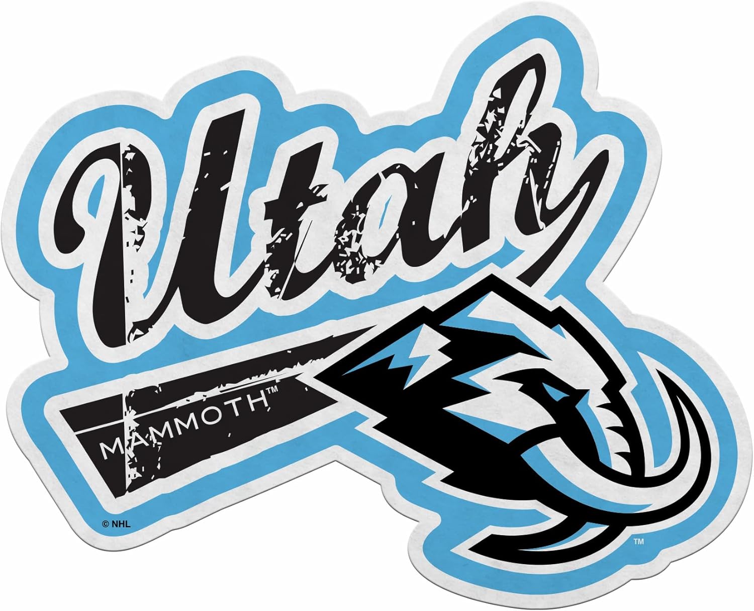 Rico Industries NHL Hockey Utah Mammoth Distressed Shape Cut Pennant - Home and Living Room Décor - Soft Felt EZ to Hang