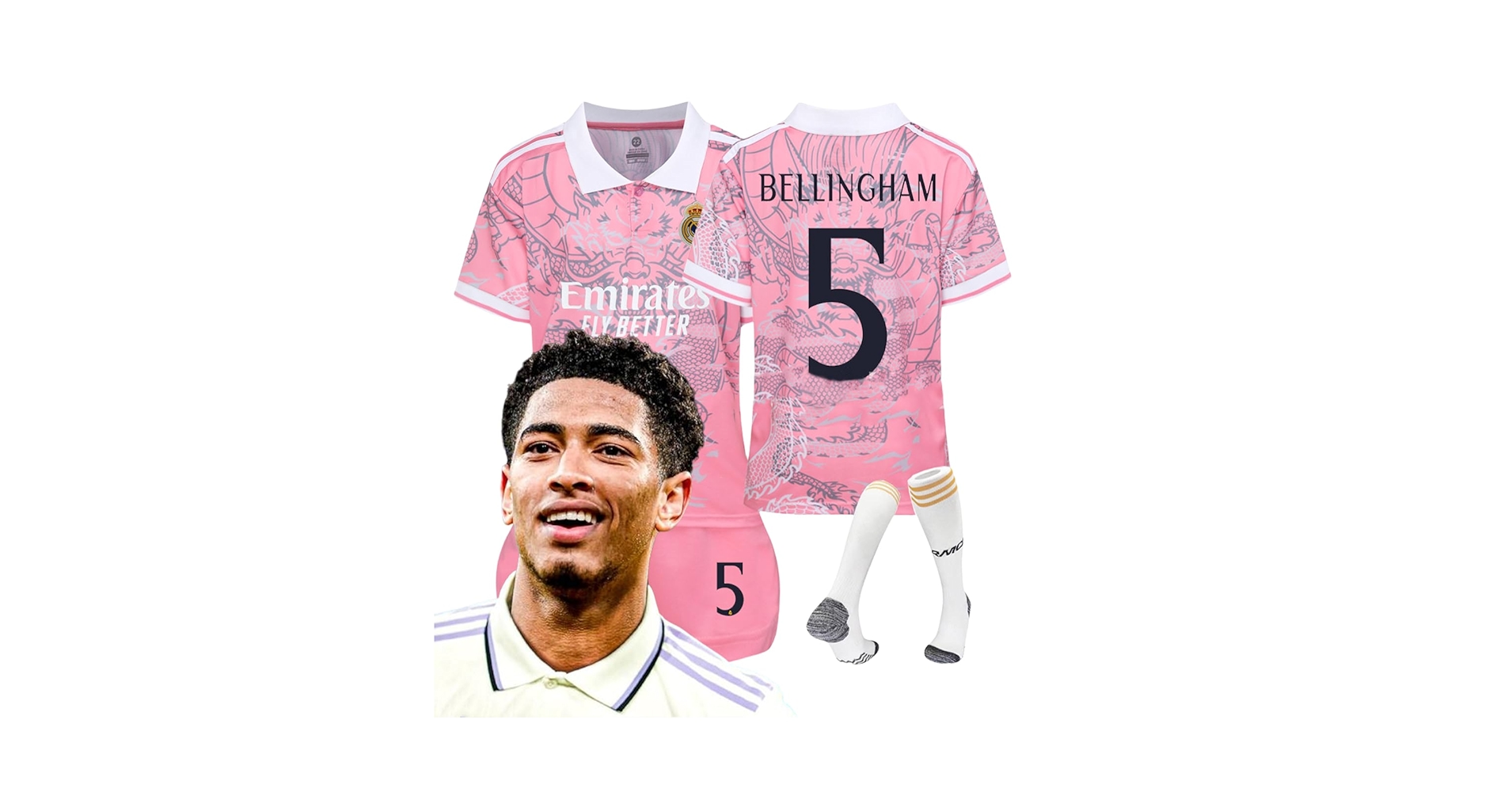 レアル・マドリード BELLINGHAM 5番 半袖 ユニフォーム adidas (アディダス) レプリカユニフォーム メンズ SIZE L