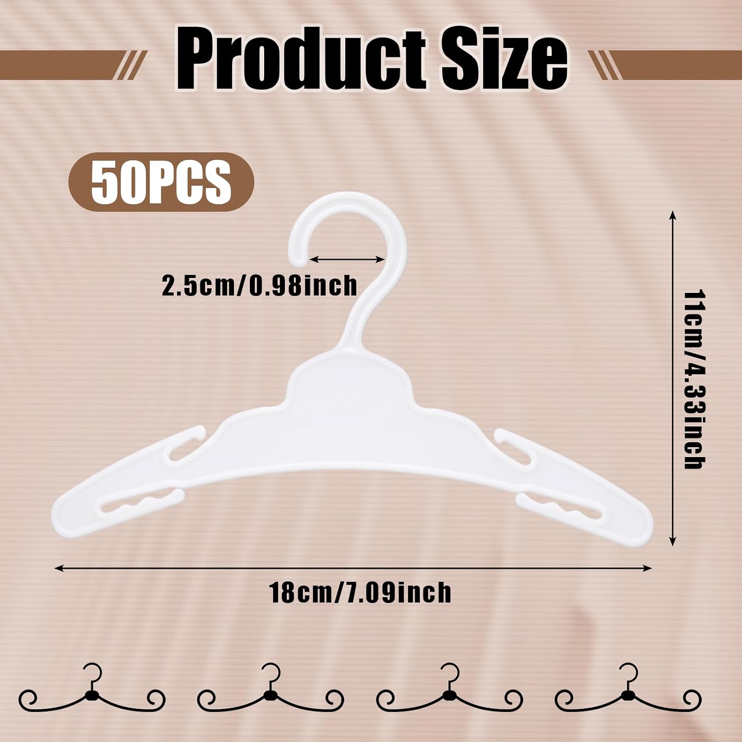 Soulchen 50 Pcs White Doll Clothes Hangers for 18 Inch Dolls