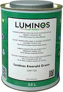 Luminos LUM1105 - EMERALD GREEN - Lasur al Agua basado en Biopolimeros. Protector Para Madera Exterior - Verde Esmeralda 2.5L