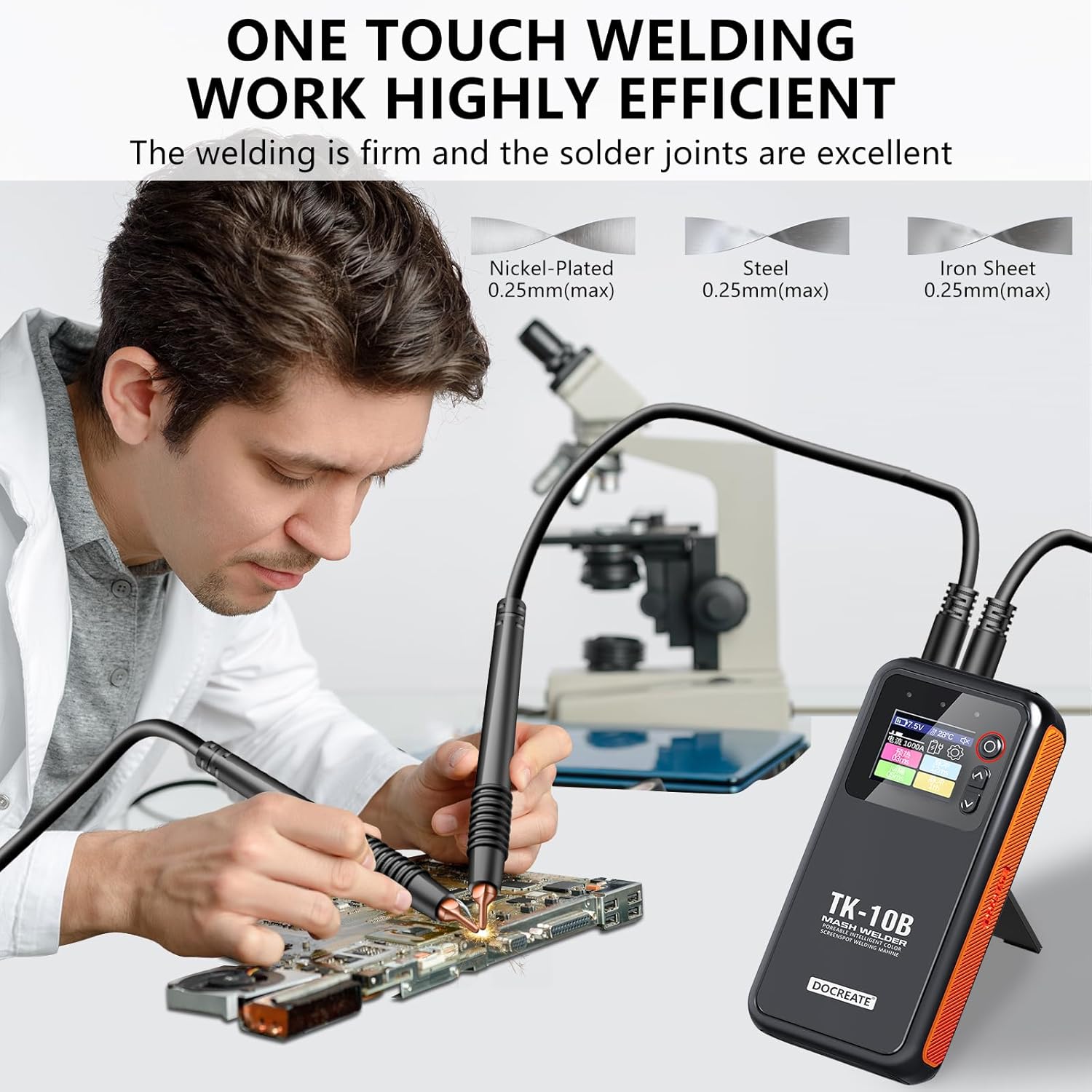 Battery Spot Welder with LCD Screen, 5000mah Handheld Spot Welder, Spot Welder for Lithium Batteries, Double Pulse Spot Welding 0.1mm-0.25mm for Iron, Stainless Steel, Nickel Strip, 18650 Battery Pack