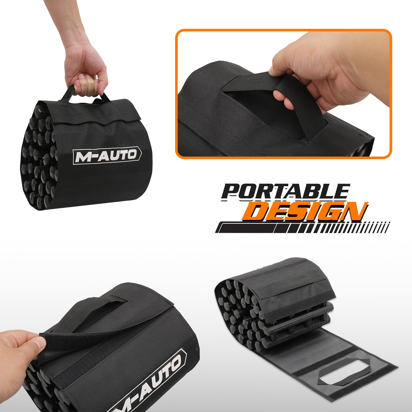 M-AUTO Tapete de tracción todoterreno con bolsa, tapete portátil de recuperación para neumáticos de coche/camión/furgoneta para despegarse de la nieve, la arena, el barro, tapete de escape de 47