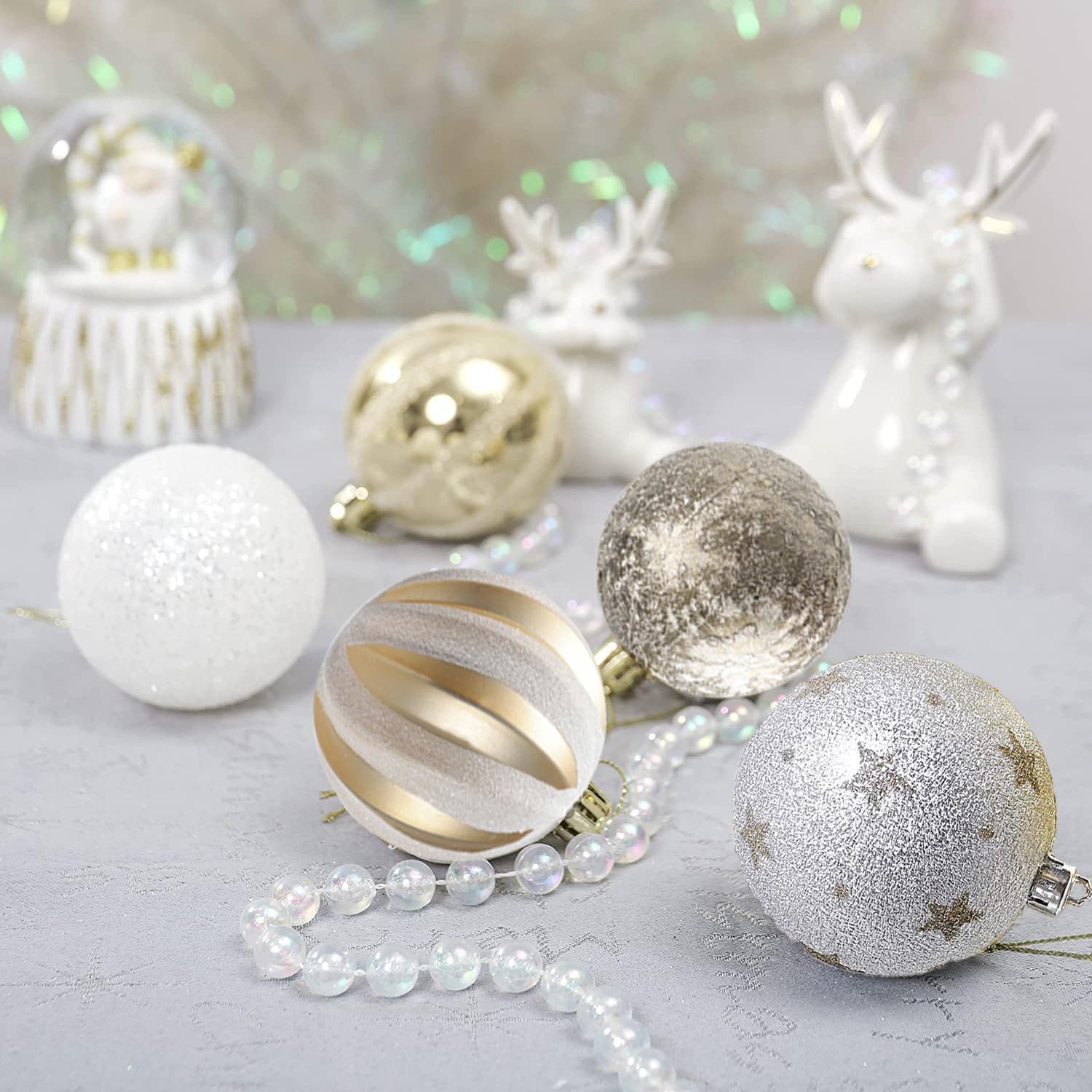 Christmas Ball Ornaments Set, 20ct 60mm Elegant White and Gold Assorted Christmas Tree Decorations, Shatterproof Christmas Tree Hanging Ornaments for Xmas Decoration - Image 4