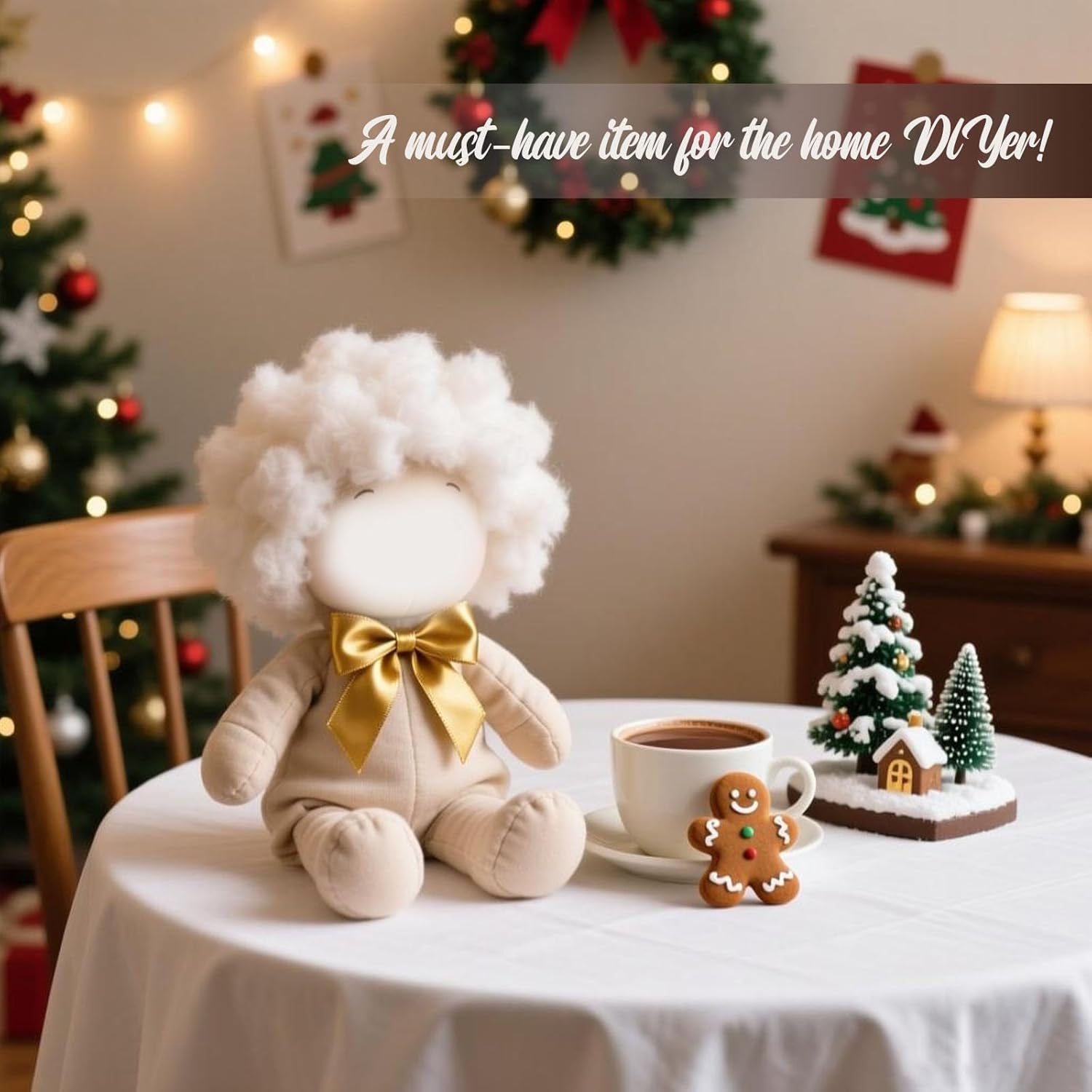 3LB/1360g Polyester Fiberfill, Premium Fiberfill Stuffing for Crochet Animals, High Resilience PP Cotton Stuffing Fluff Fiberfill for Pillow Filling, Stuffed Dolls DIY Home Craft, Cushions