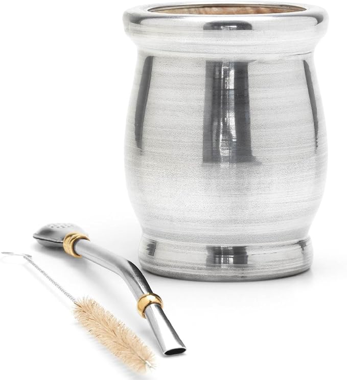 BALIBETOV [New Yerba Mate Wood Gourd Set - Traditional Palo Santo and Aluminum (Mate Cup) with Bombilla (Yerba Mate Straw) (Wood Wrapped in Alumium): Buy Online at Best Price in UAE