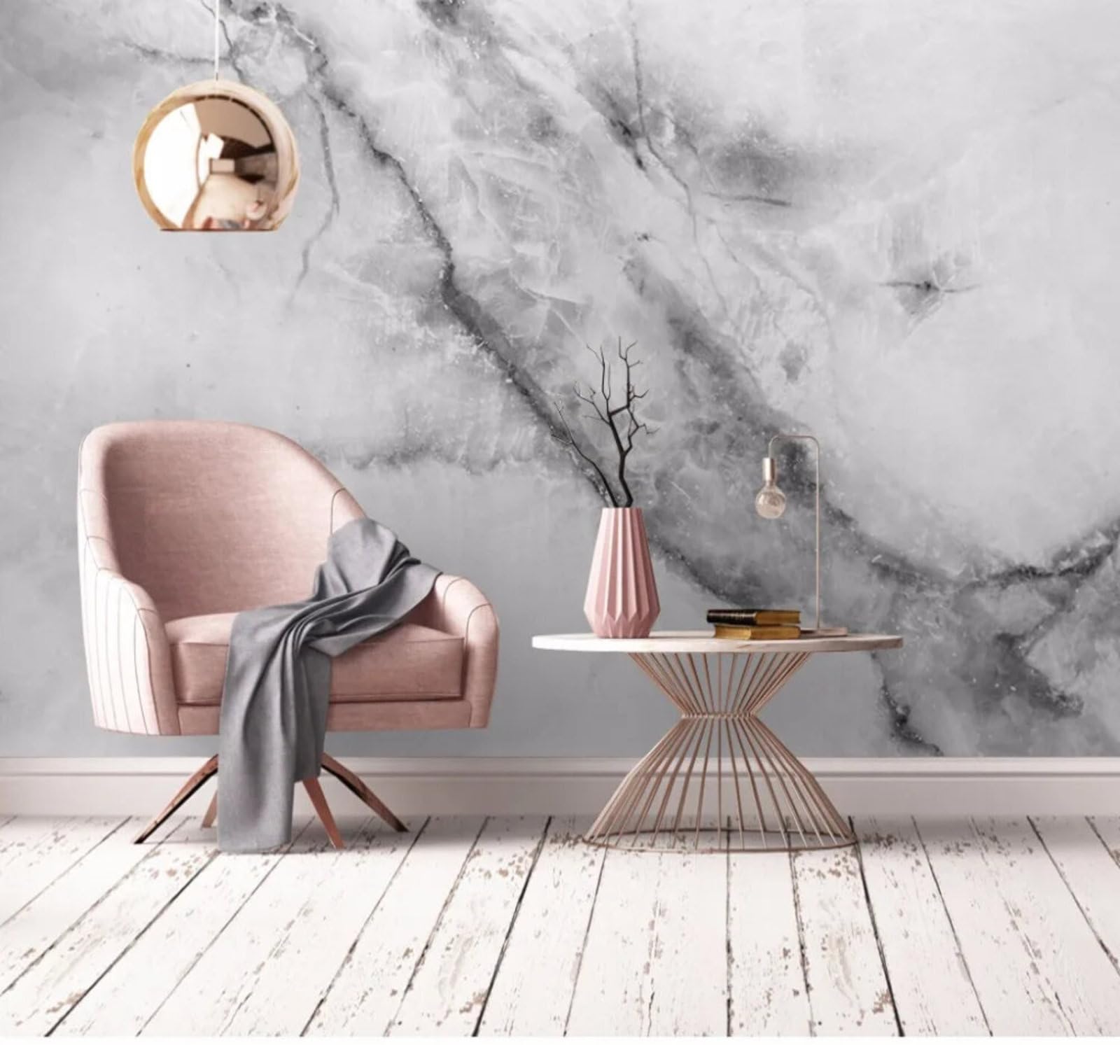 Wallpaper-3D-Xlm 350Cm×256Cm(B×H) Creative Grey Geometric Marble Effect Texture 3D Wallpaper Easy Install Feature Office Living Room Sofa Bedroom Tv Background Wall Decoration-350Cm×256Cm