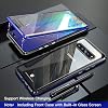 Magnetic Case for Samsung Galaxy S10 Plus,Double-Sided Clear Tempered Glass Hard Back Cover [with Built-in Magnets Metal Bumper Frame],360° Full Protection Ultra Slim Case for S10 6.4[Blue&Black]