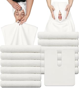 12PCS U-Shaped Microfiber Facial Towels for Estheticians, Ultra-Soft & Absorbent Spa Towels for Massage, Facial Steam & Skincare Warm Yellowish White
