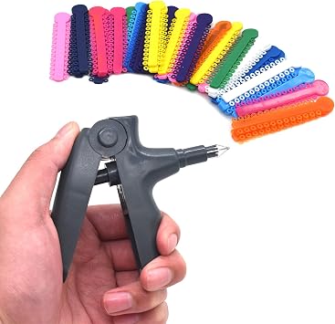 Dental Orthodontic Ligature Ties Multi-color 1040pcs and Orthodontic Ligature Gun Gray,Braces Rubber Band Tool
