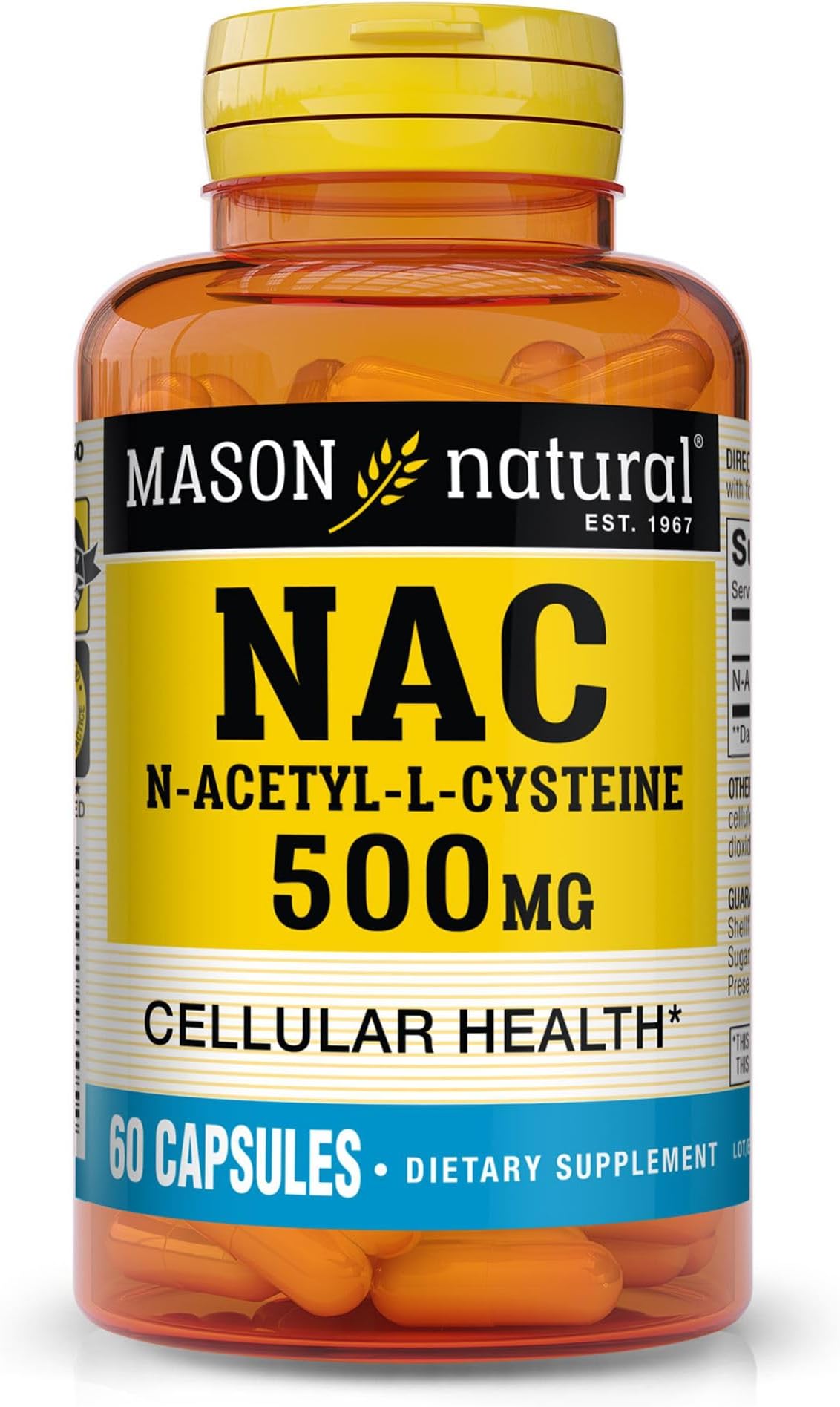 Natural Nac N-Acethyl-L-Cysteine, 500mg, 60 Capsules