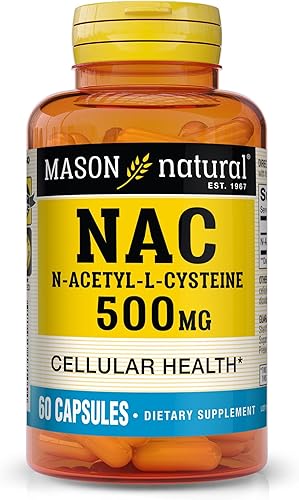MASON NATURAL NAC N, acetilo, L, cisteína 500 mg, suministro de 2 meses, apoya la salud celular normal, refuerzo del sistema inmunológico