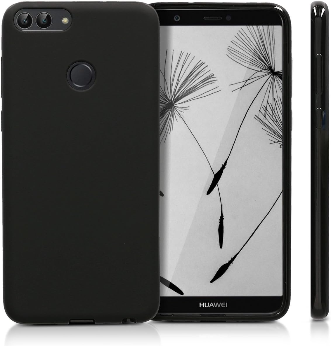 kwmobile Case Compatible with Huawei Enjoy 7S / P Smart (2017) Case - Soft Slim Protective TPU Silicone Cover - Black Matte
