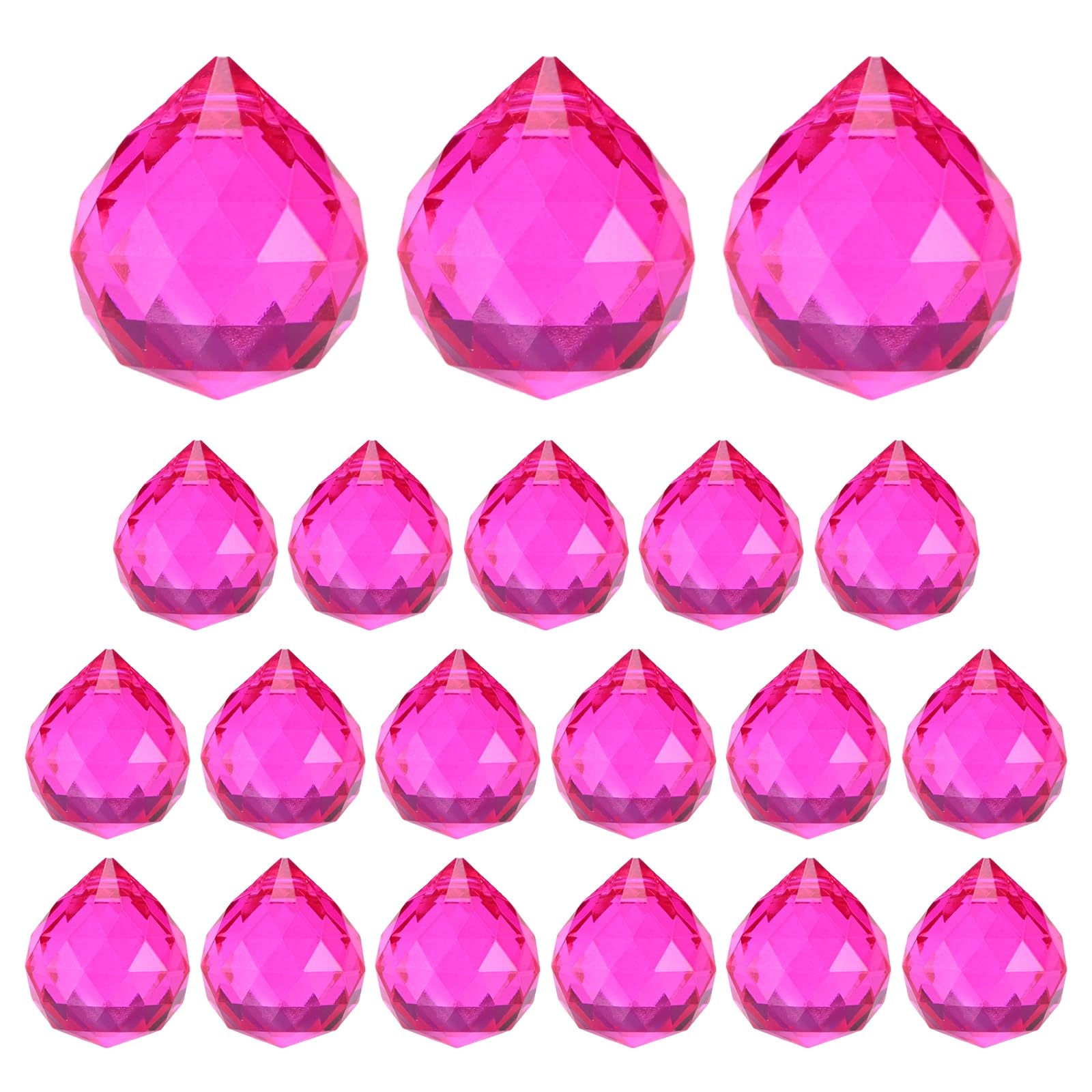 M METERXITY 20-Pack Crystal Ball Prisms, 24mm/0.94 Inch Chandelier Pendant Maker Hanging Crystals Chandelier Prisms for Home/Windows/Garden/DIY Decoration[Rose Red]
