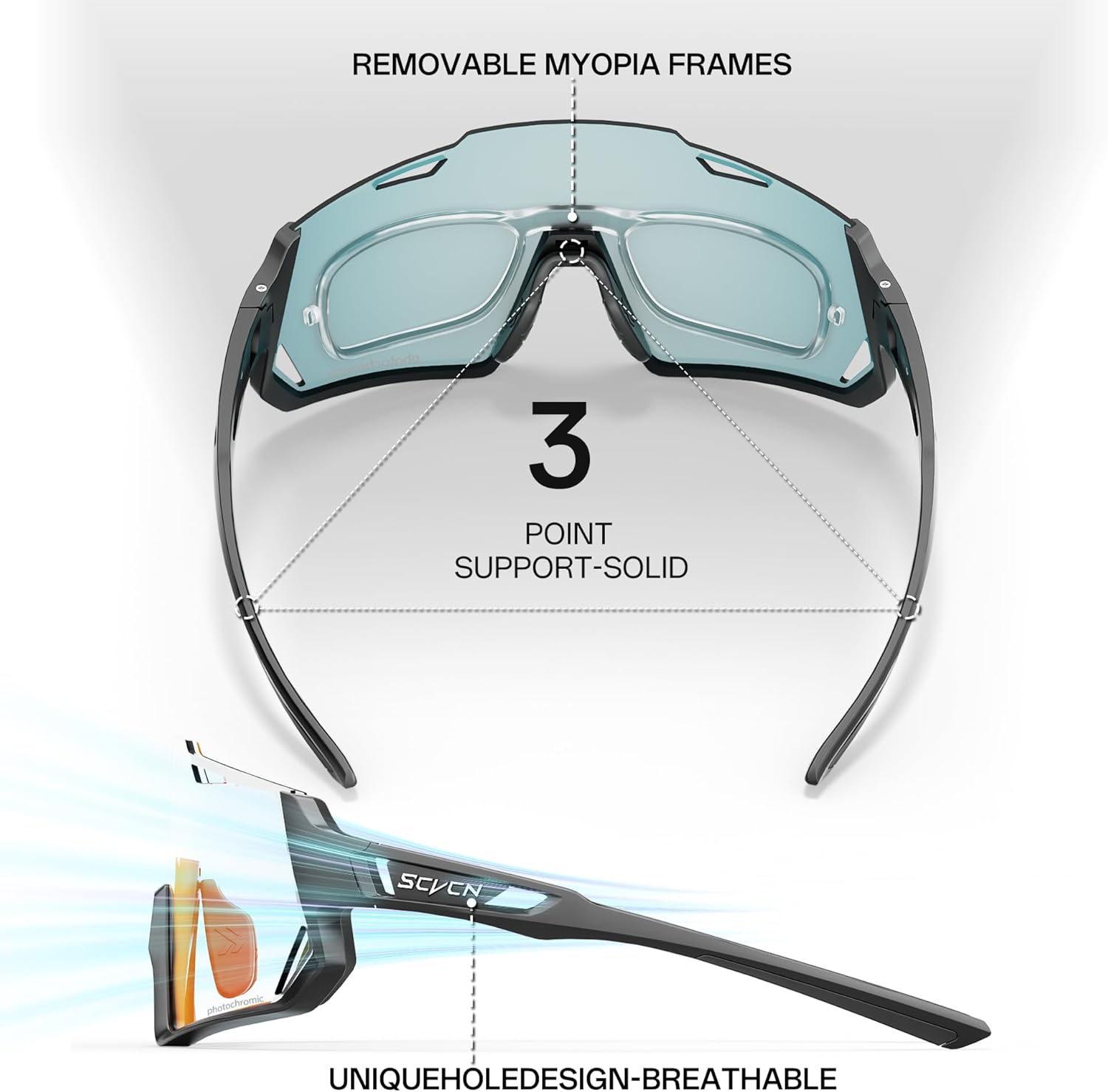 SCVCN Photochromic Cycling Glasses Sport Sunglasses Clear Men Women MTB BMX Running Driving S336 - Image 4