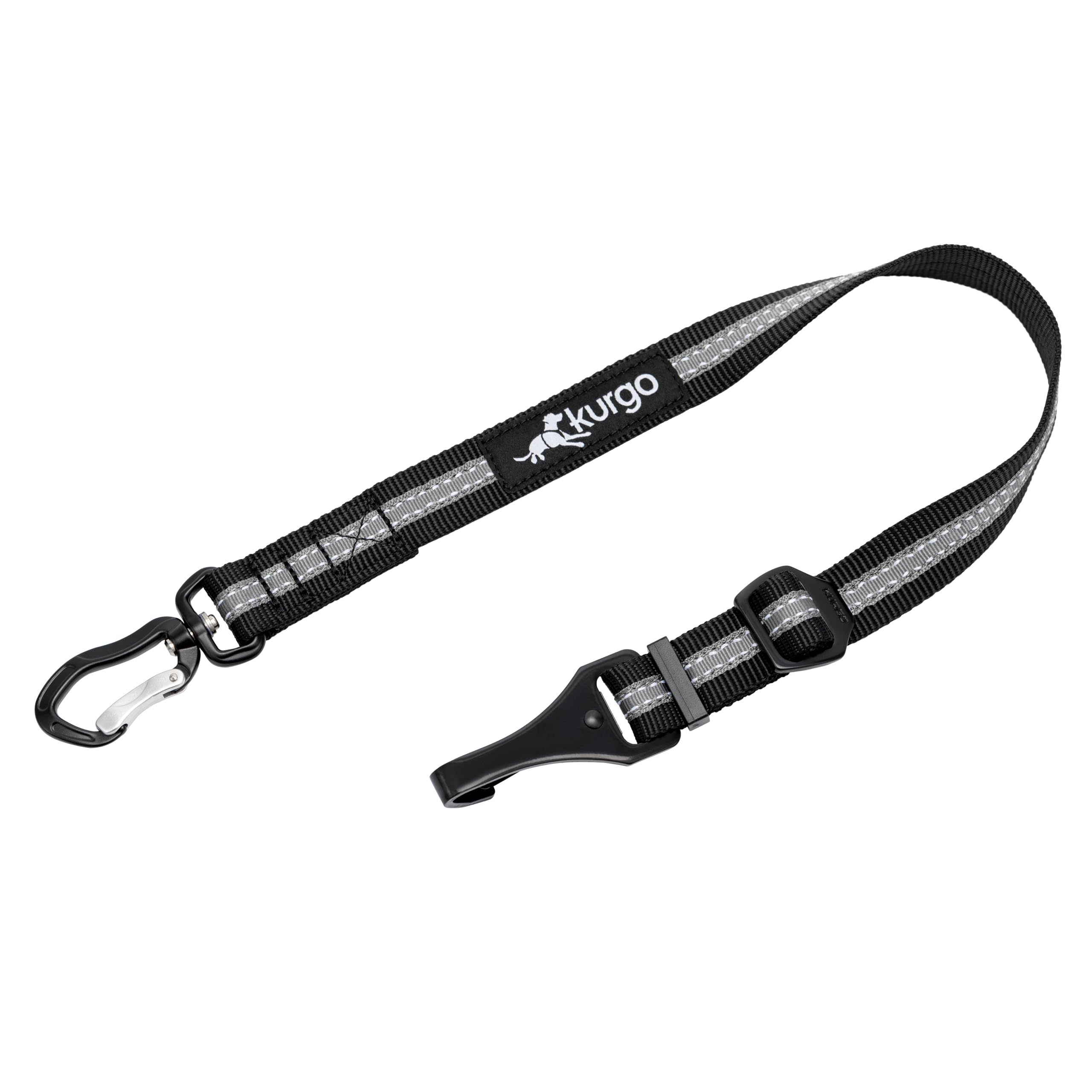 Kurgo Direct to Latch Swivel Tether - Easy-Use Dog Car Harness Clip - Adjustable Ride Strap - Universal Fit for Most Vehicles - Durable Hardware - Backseat Restraint - Charcoal Grey
