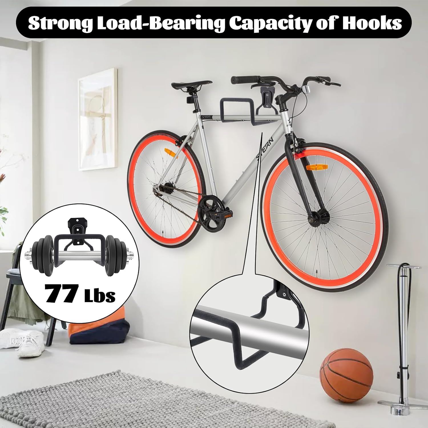 2 Pack Garden Hose Holder, Hose Reel Heavy Duty Hose Hanger, Wall Mounted Water Hose Holder Outdoor/Indoor Metal Durable Hose Hooks Ideal for Water Hose Storage Garden Yard Hold Max 154 Lbs- Black