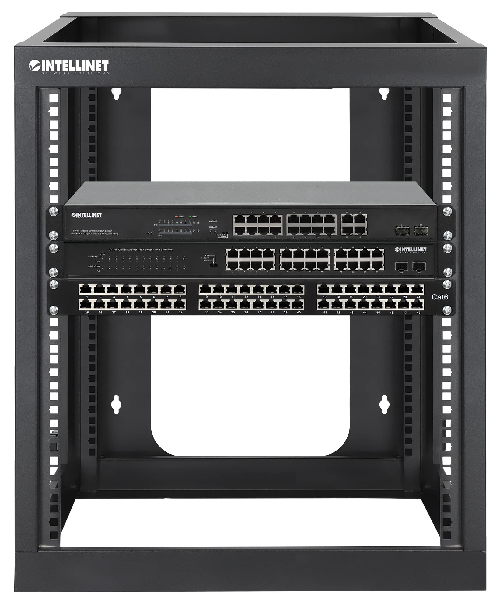 INTELLINET 716055 Armadio a Muro 19" Open Frame 4 Montanti 12U Nero